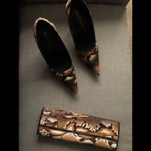 Cow Print Pumps and Clutch